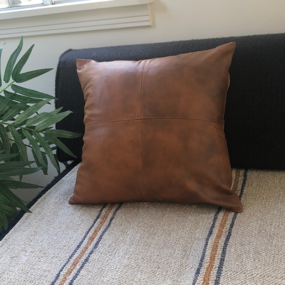 World Market Leather Pillow Case